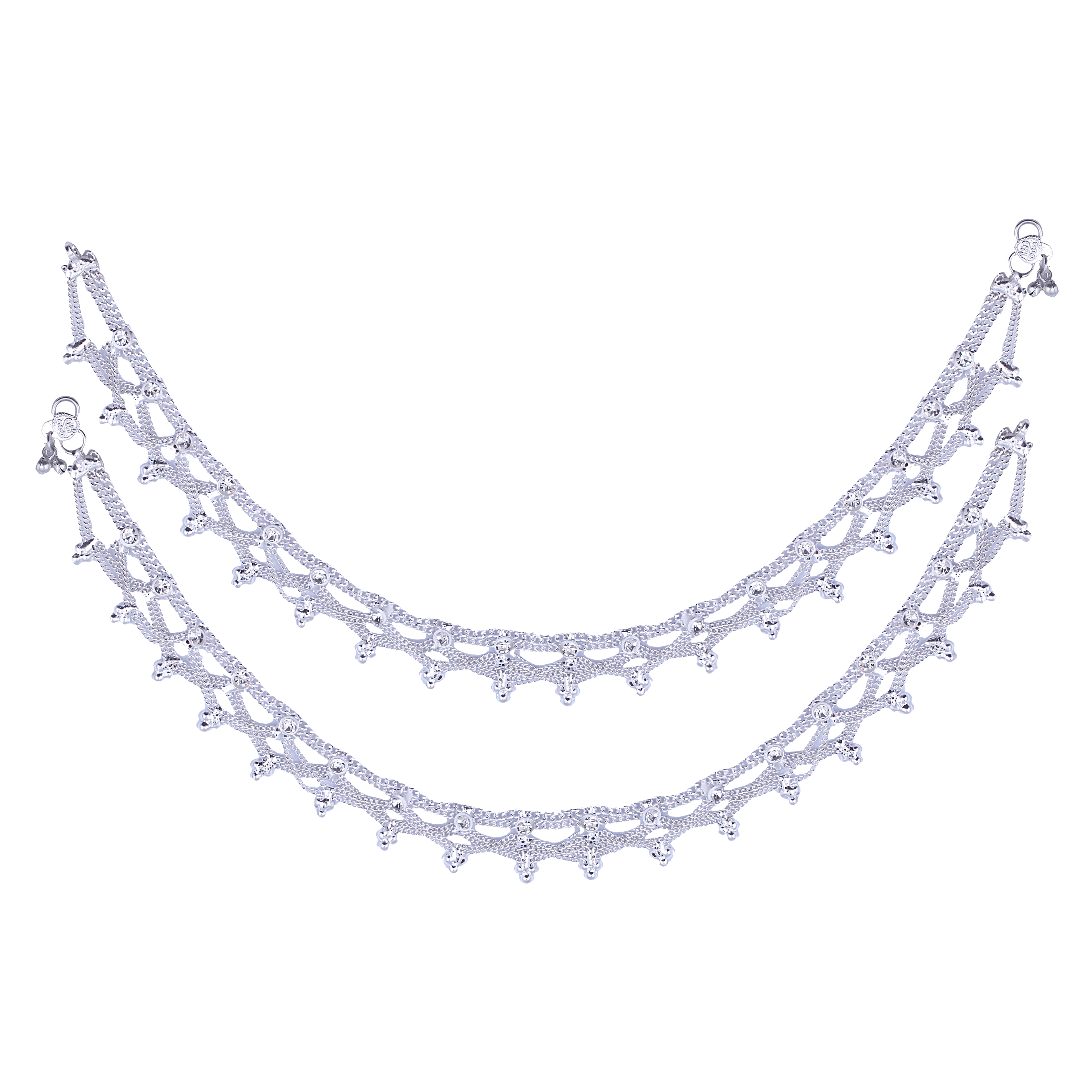     			Vighnaharta Silver Anklets ( Pack of 2 )