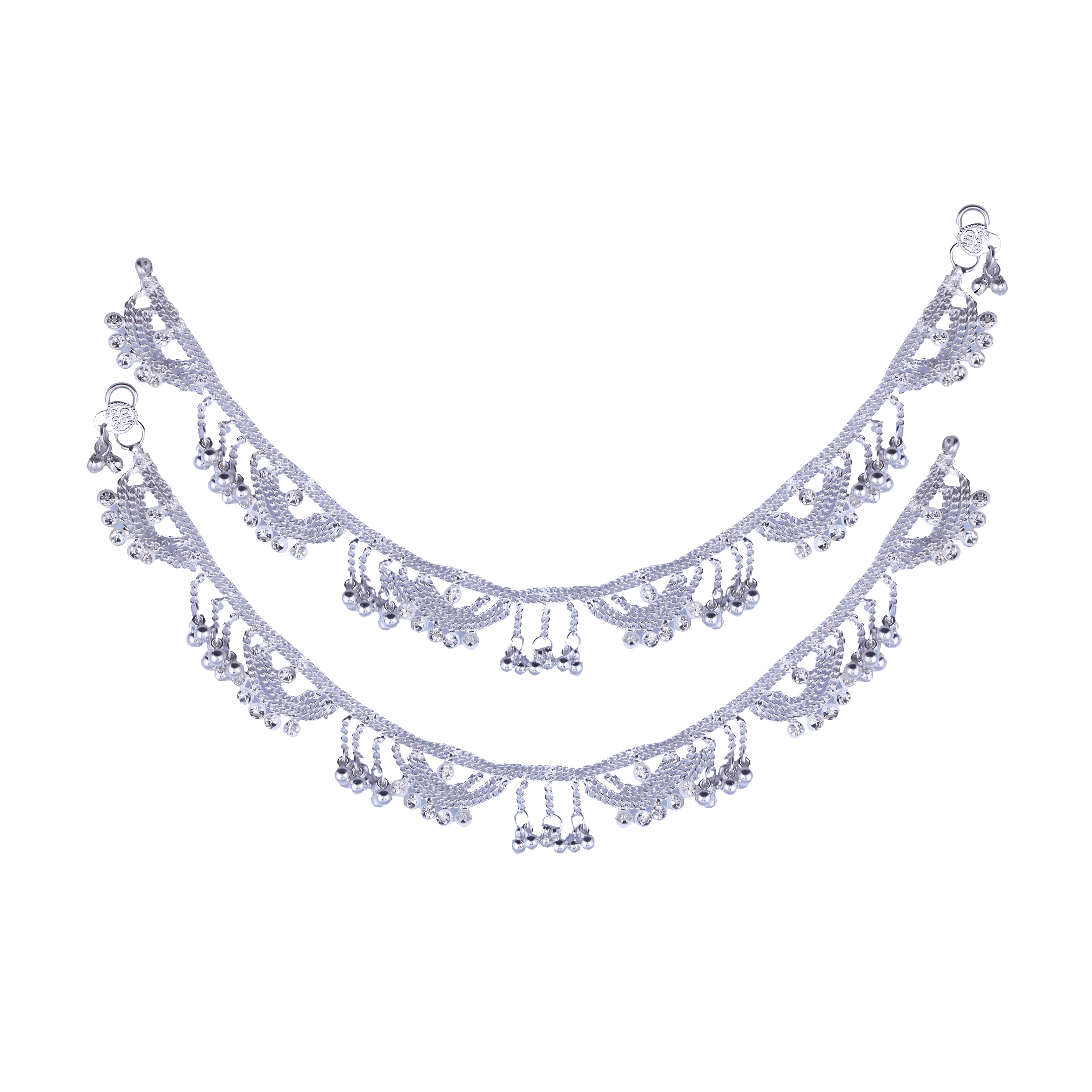     			Vighnaharta Silver Anklets ( Pack of 2 )