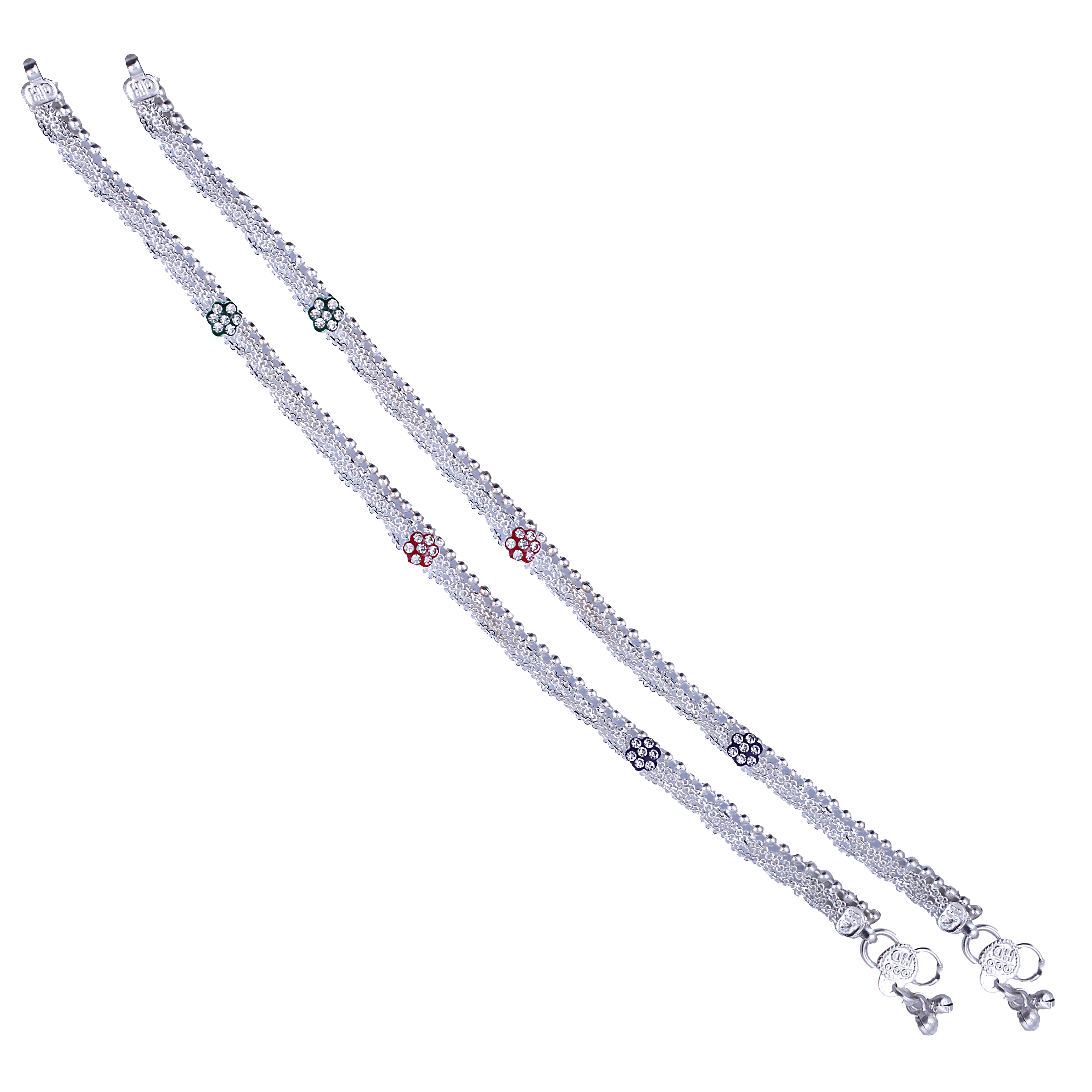     			Vighnaharta Silver Anklets ( Pack of 2 )