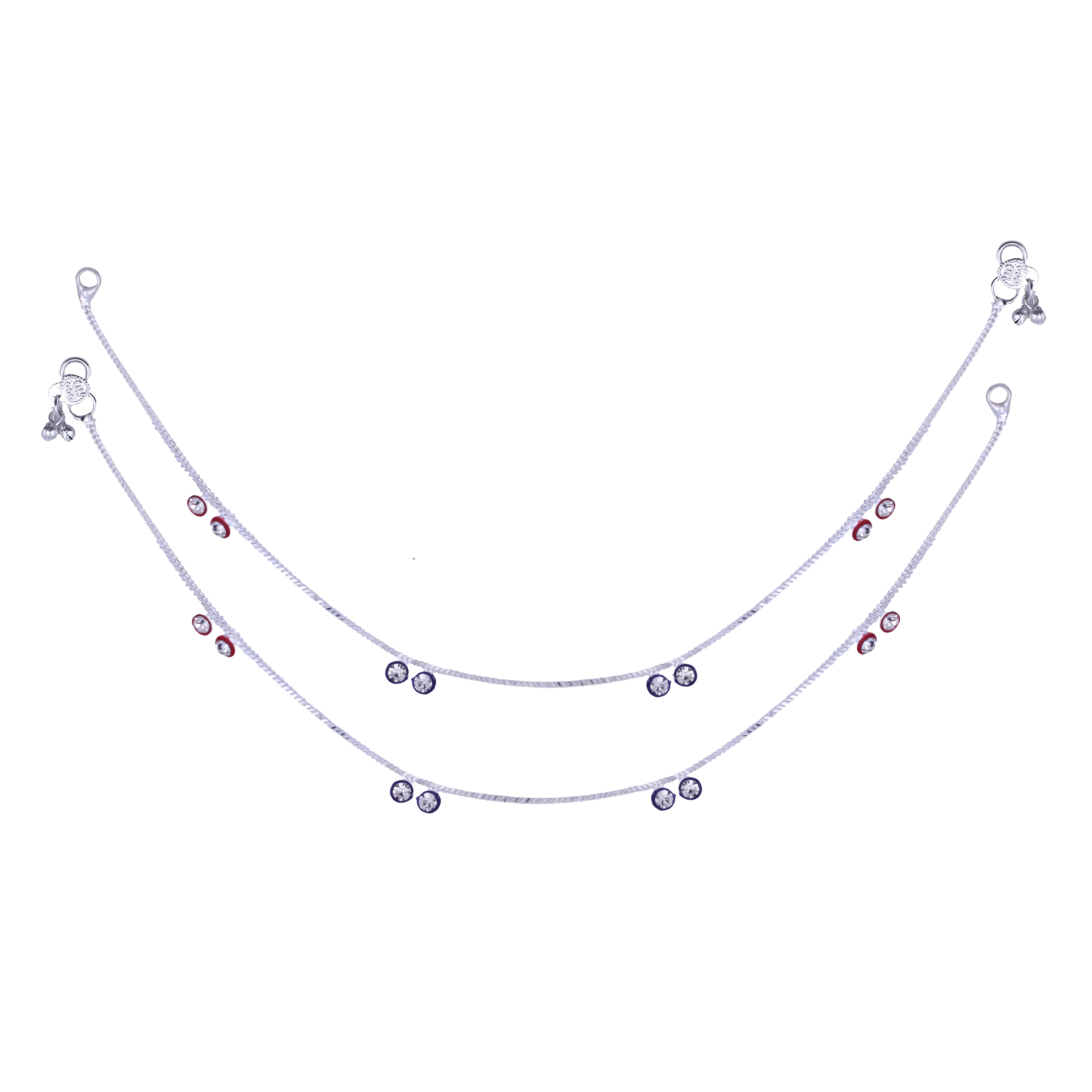     			Vighnaharta Silver Anklets ( Pack of 2 )