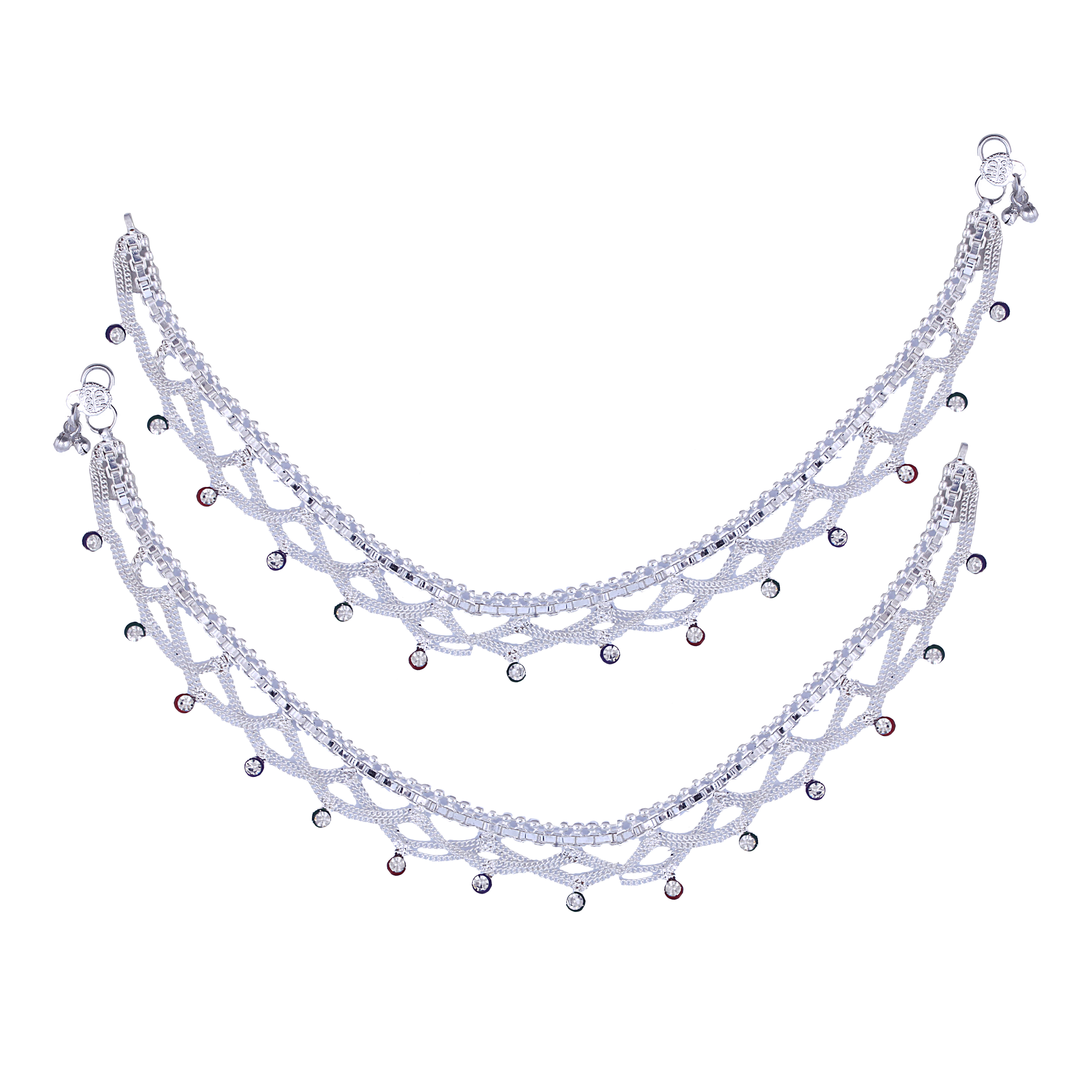     			Vighnaharta Silver Anklets ( Pack of 2 )