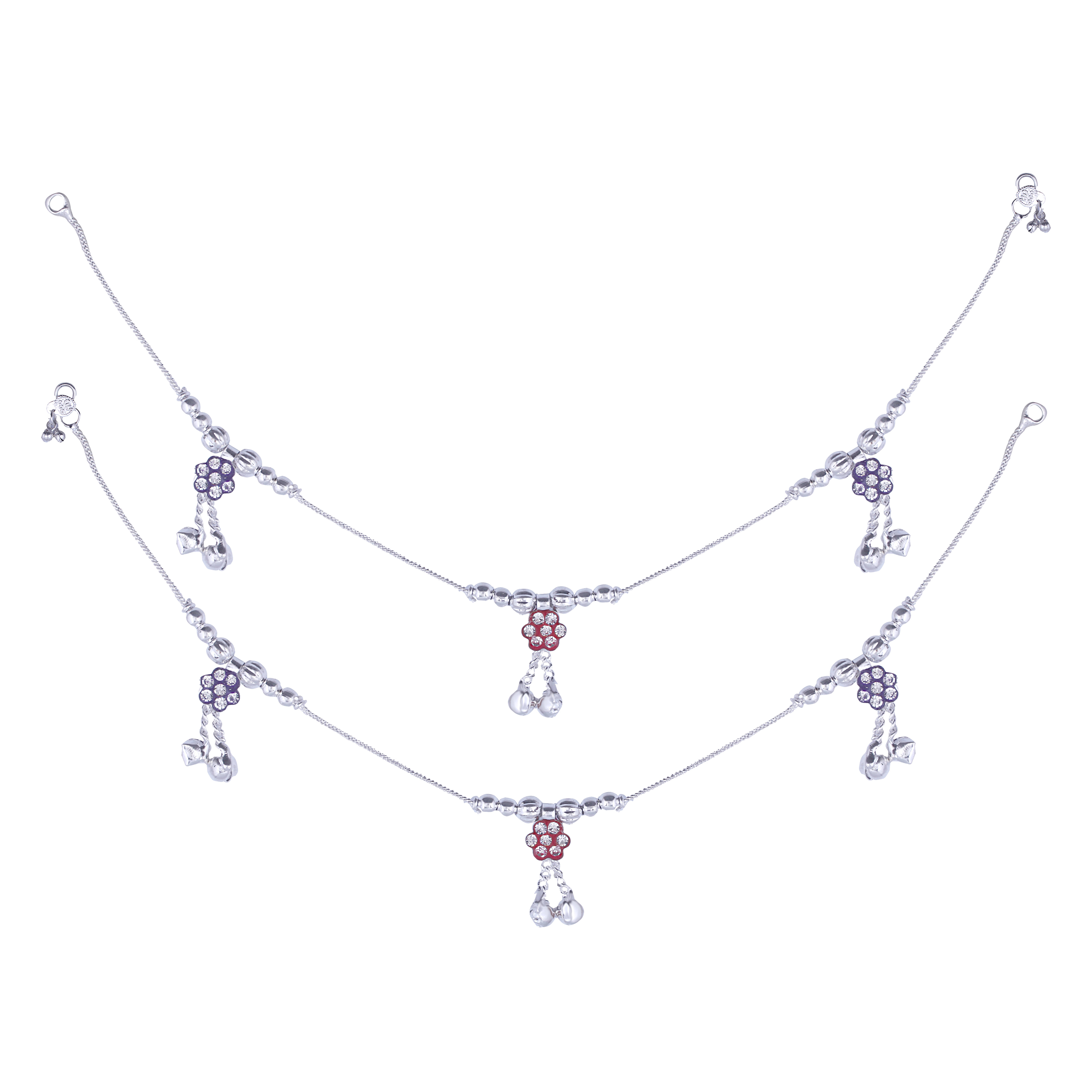 Vighnaharta Silver Anklets ( Pack of 2 ) Vighnaharta Silver Anklets ( Pack of 2 )