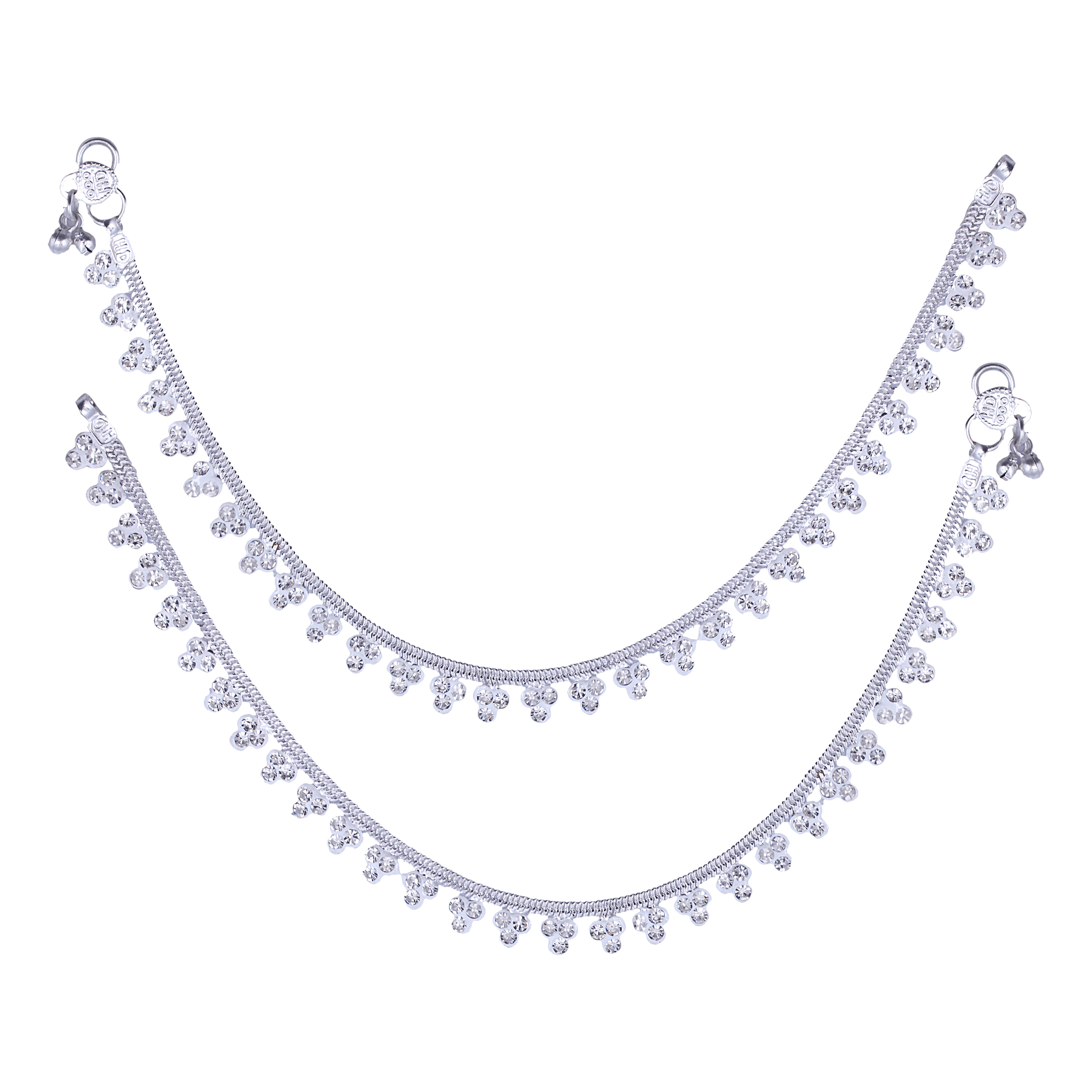     			Vighnaharta Silver Anklets ( Pack of 2 )