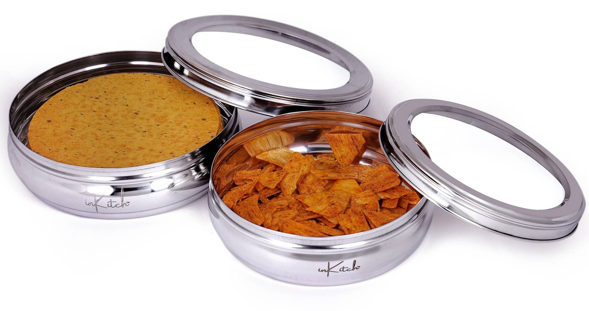 inKitch See Through Puri Steel Silver Utility Container ( Set of 2 ) inKitch See Through Puri Steel Silver Utility Container ( Set of 2 )