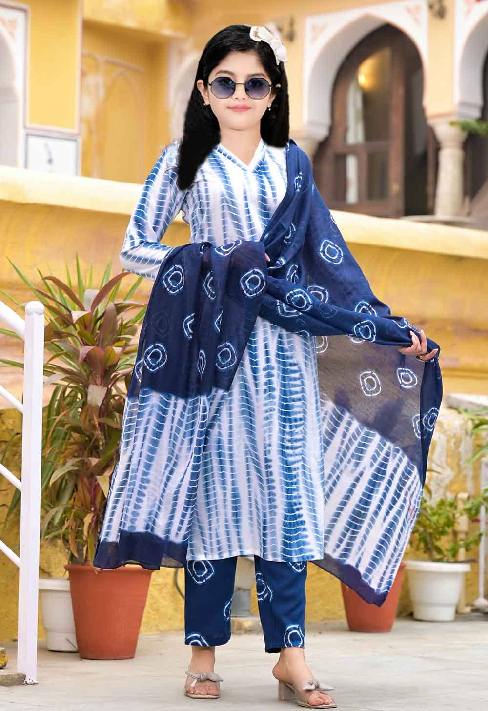 A TO Z CART Girls Cotton Kurti with Pants ( Pack of 1 , Blue )