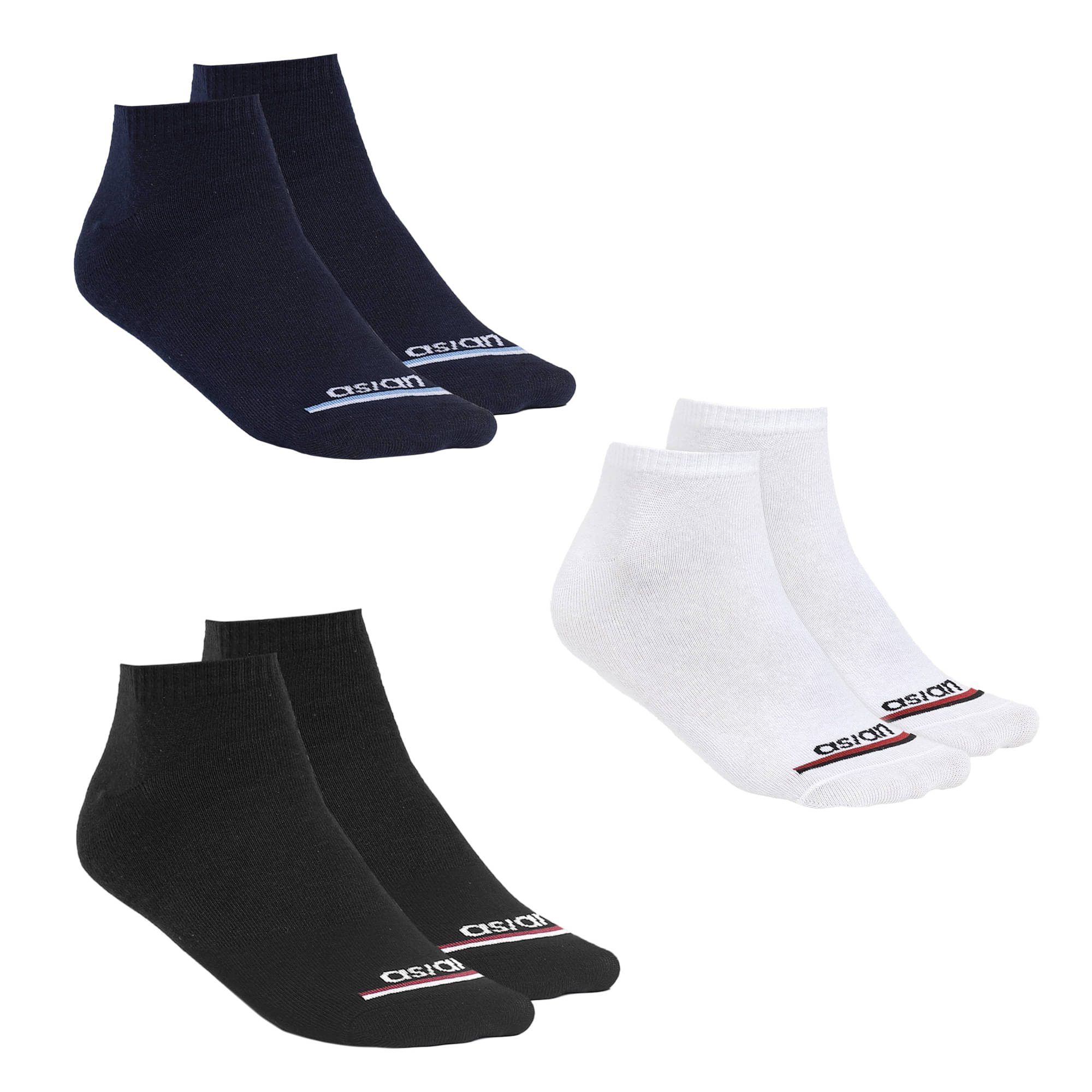     			ASIAN Pack of 3 Unisex Cotton Ankle Length Socks ( Blue )