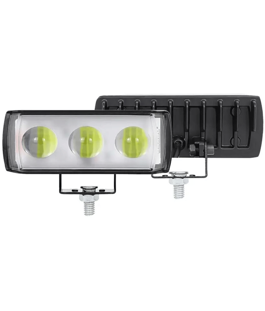 Aksmit 12V Motorcycle LED Spotlight (Pack of 1) Super Bright White Yellow Headlight 3 Eyes Lens with Red Blue Strobe Flashing Fog Driving Light