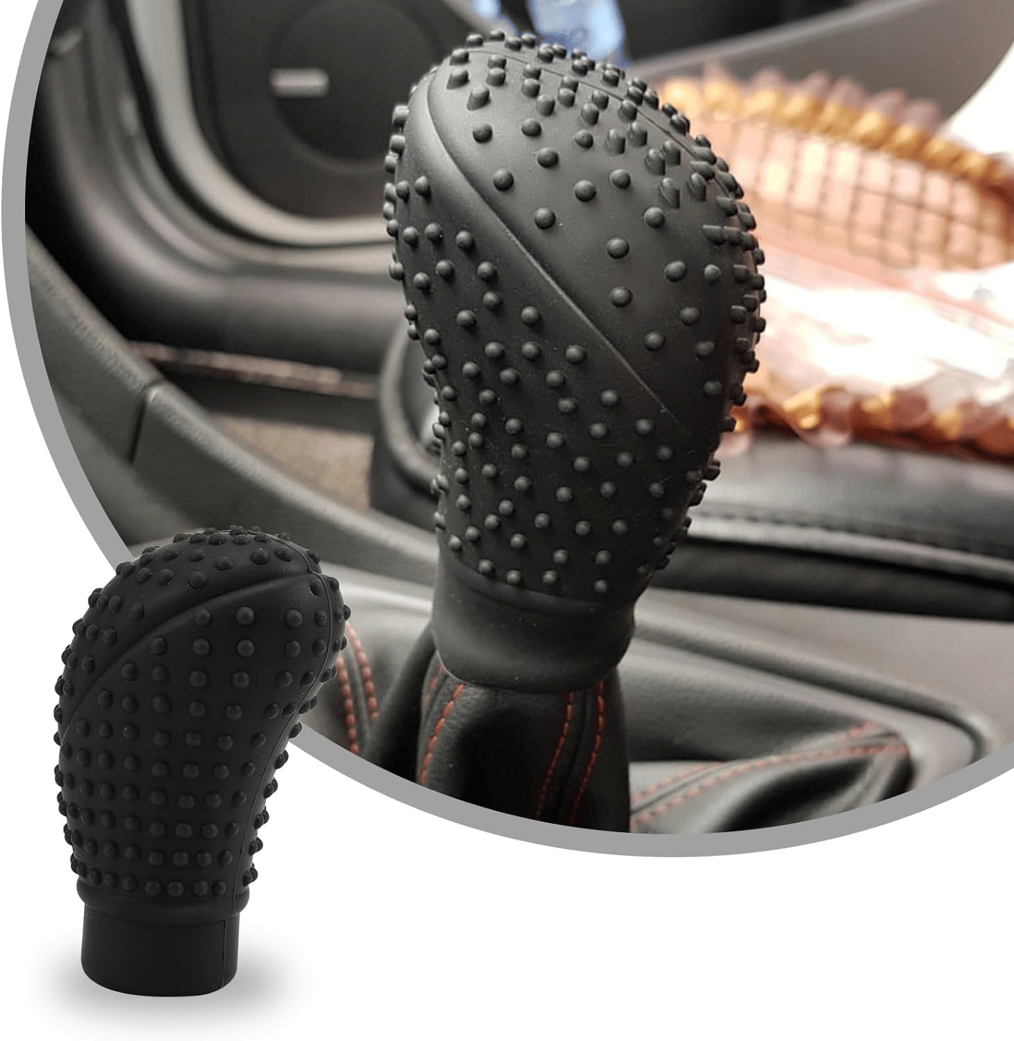 Aksmit Pack Of-1 Car Gear Knob Protector Silicone Gear Shifter Cover for Anti-Scratch Car Gear Knob Cover and Dust Proof Nonslip Gear Cover for Car Universal Fit Silicon Car Gear Knob Stylish- Hockey (Black)