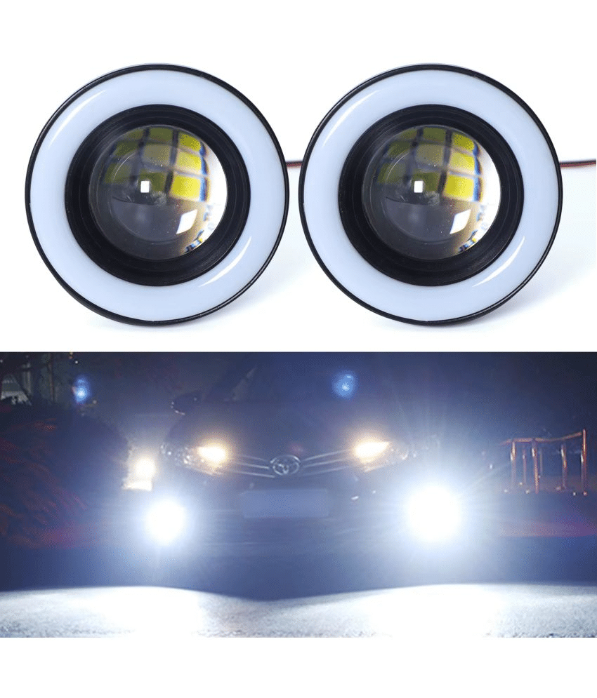Aksmit Set of 2 Fog Light for Car Round 3.5 Inch/89MM COB LED Fog Light Bulb with Angel Eye Projector Lamp High Power Bright DRL Halogen Ring Aksmit Set of 2 Fog Light for Car Round 3.5 Inch/89MM COB LED Fog Light Bulb with Angel Eye Projector Lamp High Power Bright DRL Halogen Ring