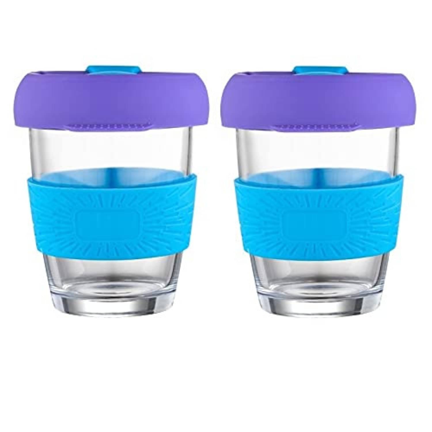     			Baskety Reusable Coffee Cup Glass Travel Mug 350 mL ( Pack of 2 )