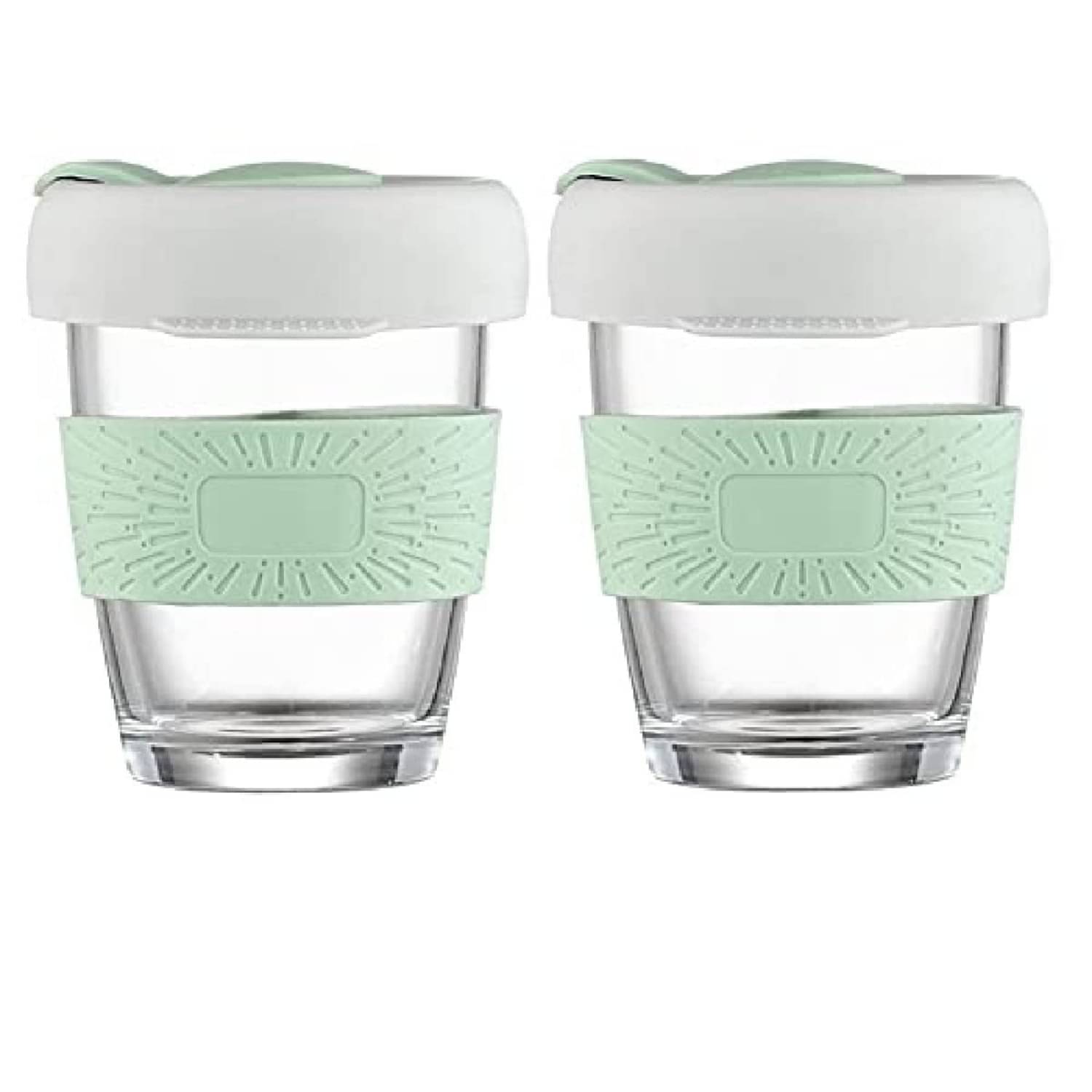 Baskety Reusable Coffee Mug Glass Travel Mug 350 mL ( Pack of 2 ) Baskety Reusable Coffee Mug Glass Travel Mug 350 mL ( Pack of 2 )