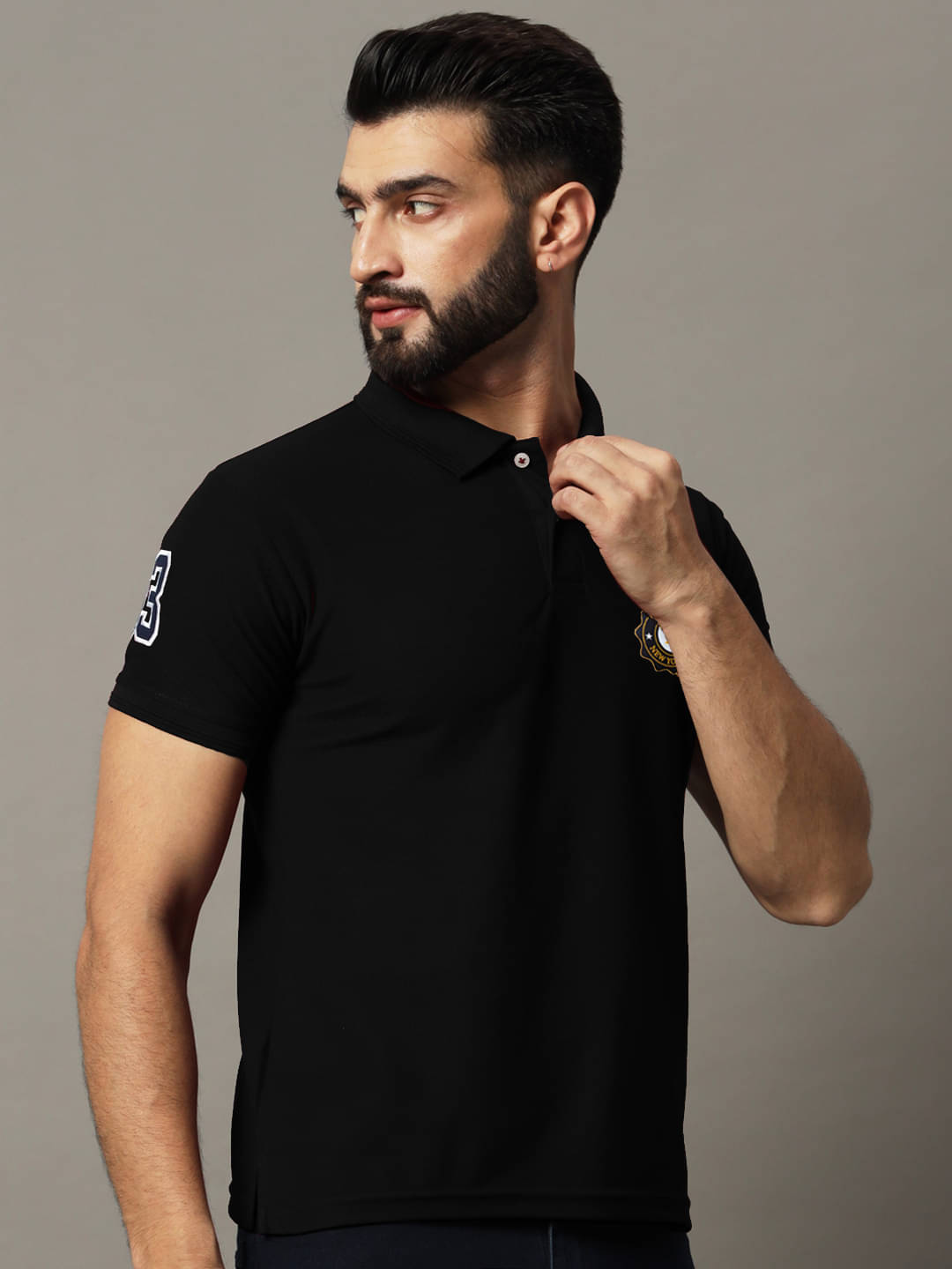     			COCOSOUL Men Cotton Blend Regular Fit Printed Polo T Shirt ( Black )