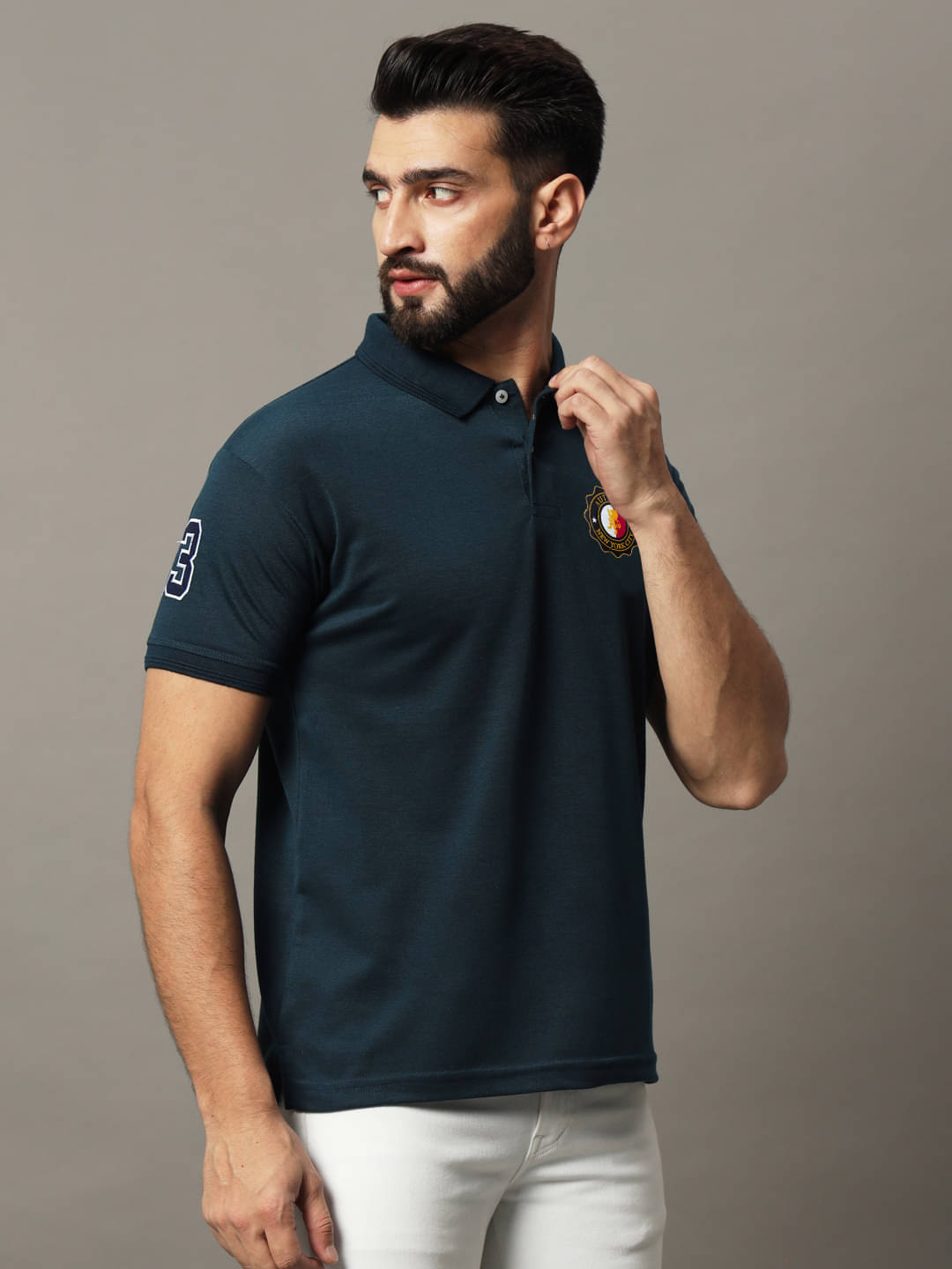     			COCOSOUL Men Cotton Blend Regular Fit Printed Polo T Shirt ( Dark Green )