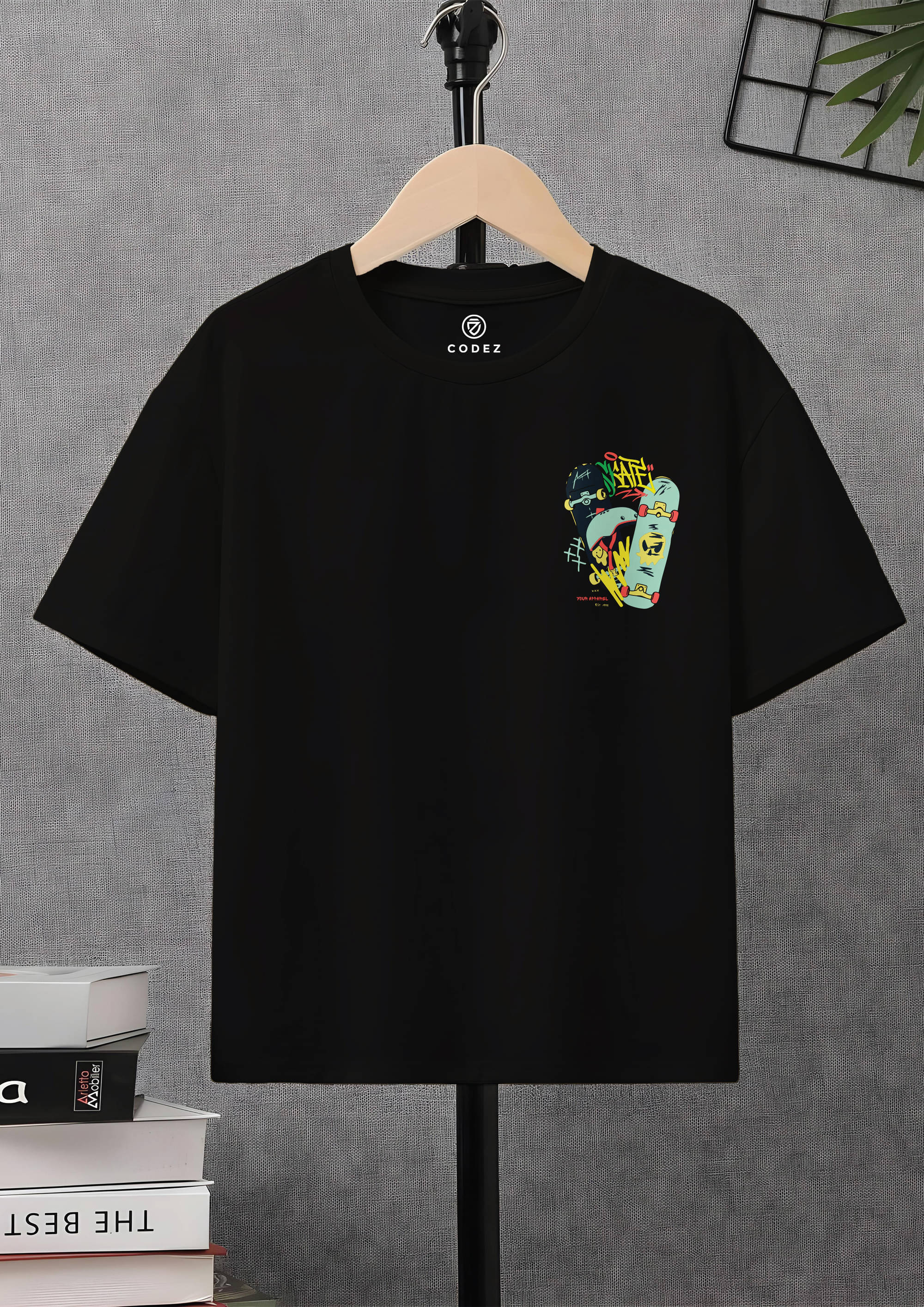     			CODEZ Pack of 1 Boys Cotton Blend T-Shirt ( Black )