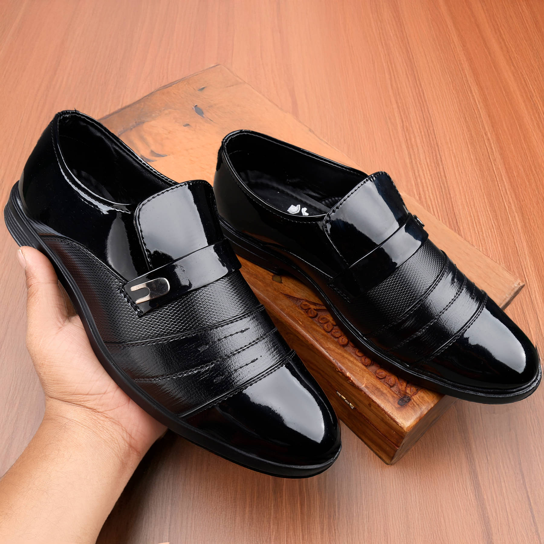     			Cozy Wear Black Men's Slip On Formal Shoes