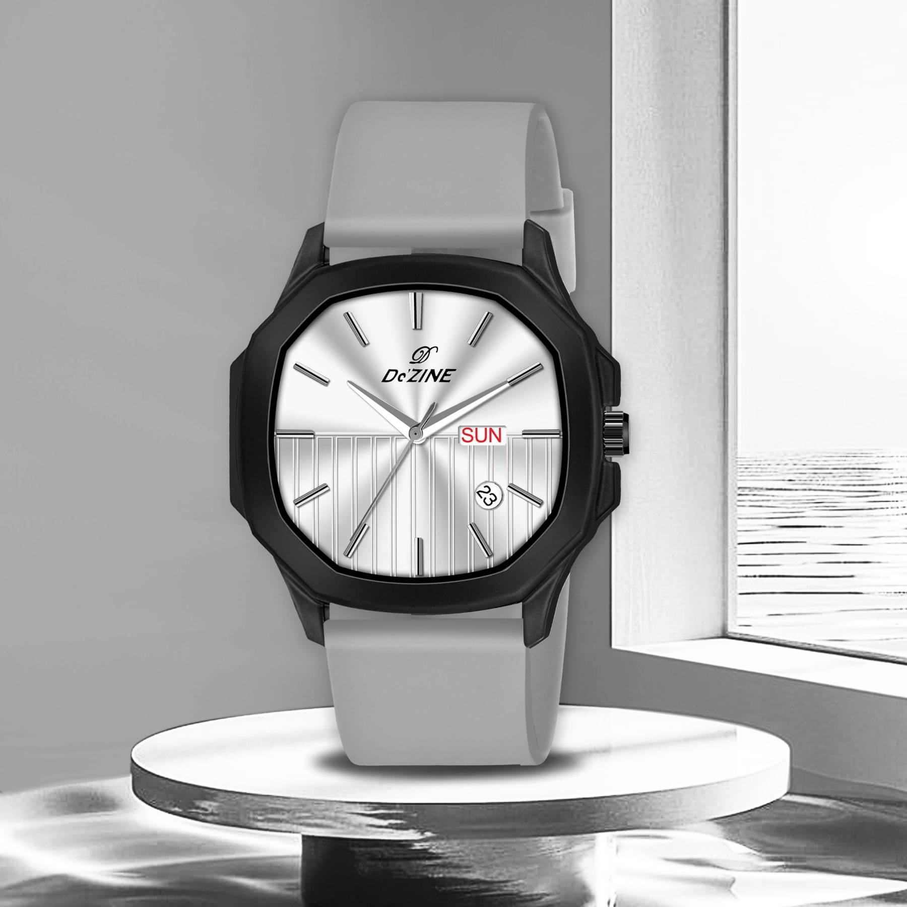     			Dezine Dark Grey Silicon Analog Men's Watch