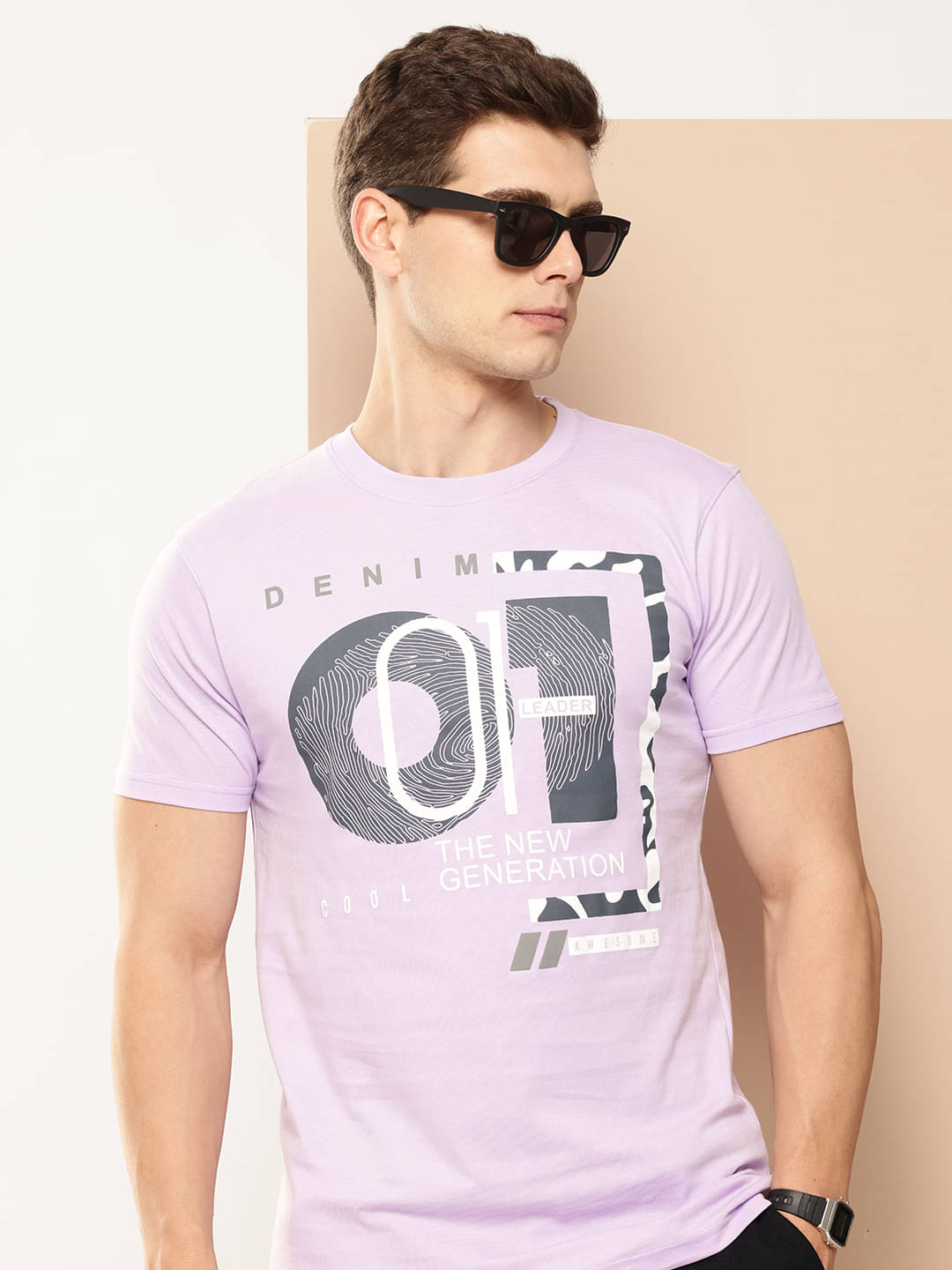 FROSEN FOX Men Cotton Blend Regular Fit Printed T-Shirt ( Purple ) FROSEN FOX Men Cotton Blend Regular Fit Printed T-Shirt ( Purple )