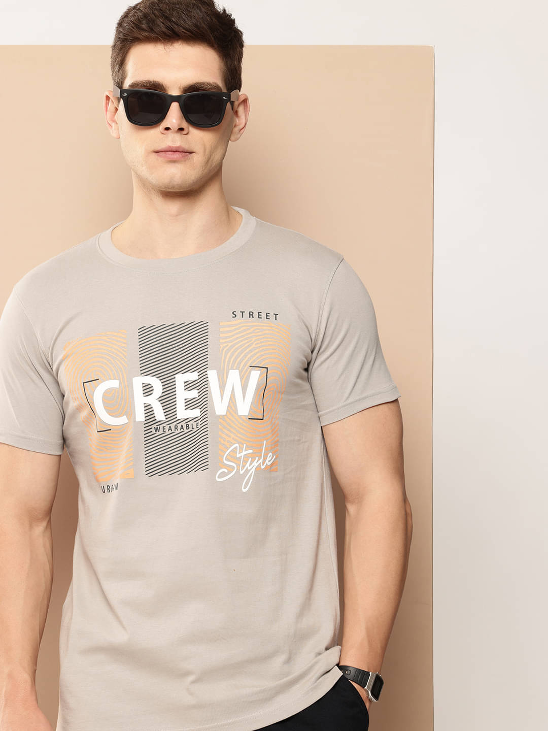FROSEN FOX Men Cotton Blend Regular Fit Printed T-Shirt ( Grey ) FROSEN FOX Men Cotton Blend Regular Fit Printed T-Shirt ( Grey )