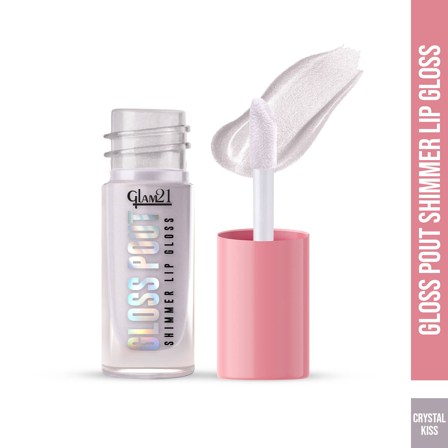 Glam21 Gloss Pout Shimmer Lip Gloss Non-Sticky High Glossy Shine Soft & Hydrating Lips 7 G, Crystal Kiss, Transparent