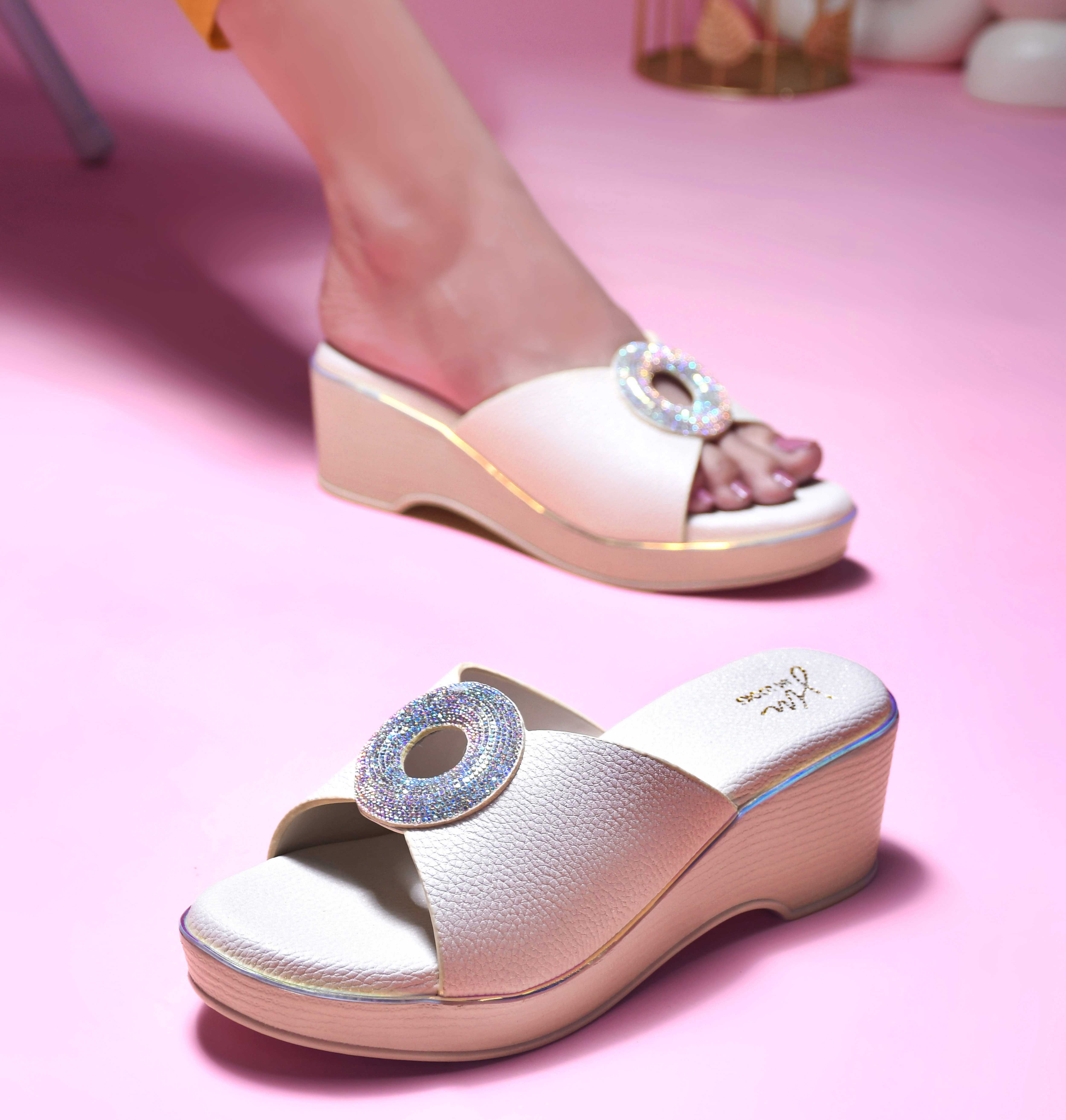 JM Looks Cream Women's Slip On Heels - Heels | Buy online on ZillyBuy