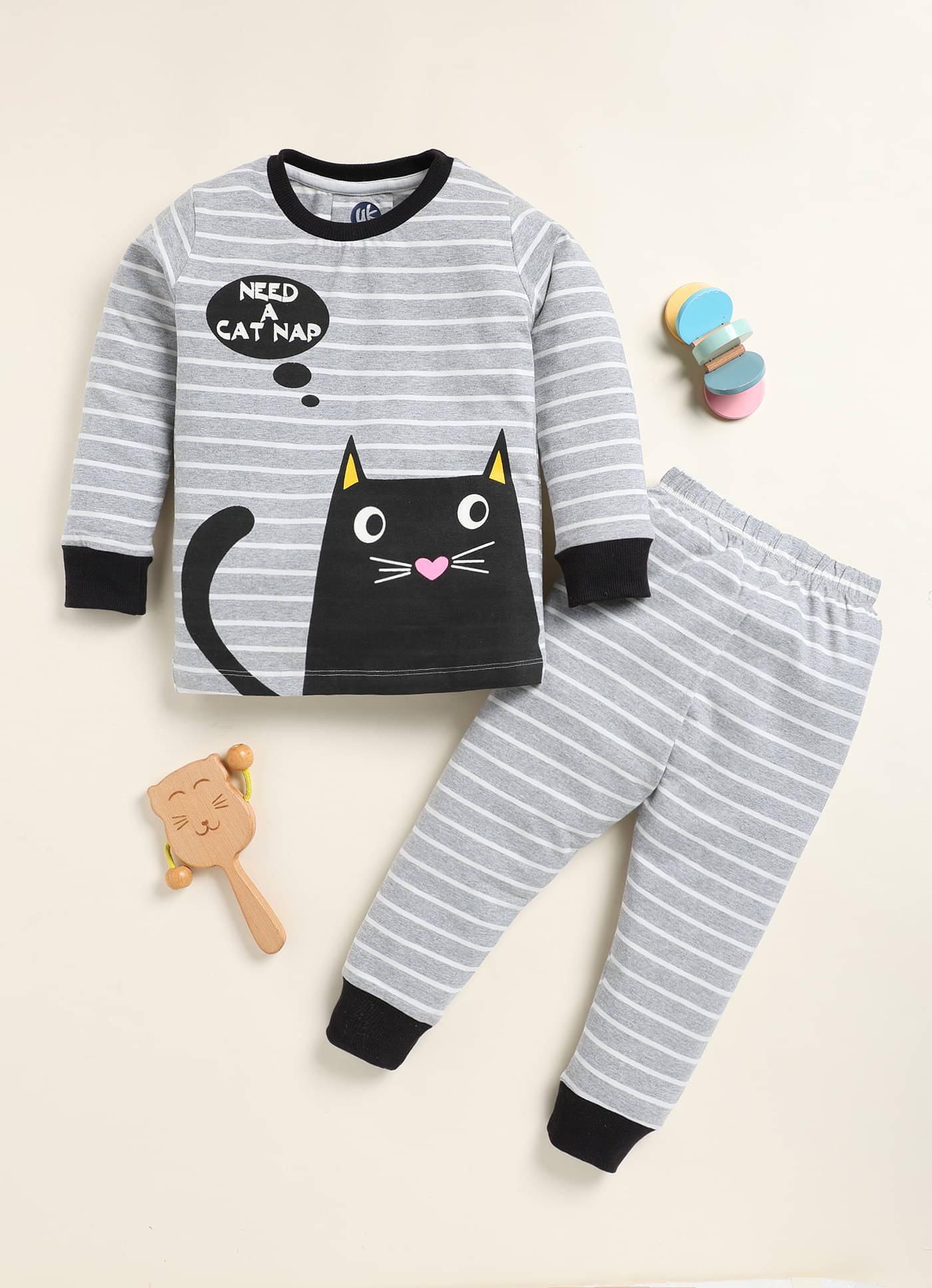 Lazy Shark Pack of 1 Girls Cotton Blend T-shirt & Pants ( Grey ) Lazy Shark Pack of 1 Girls Cotton Blend T-shirt & Pants ( Grey )