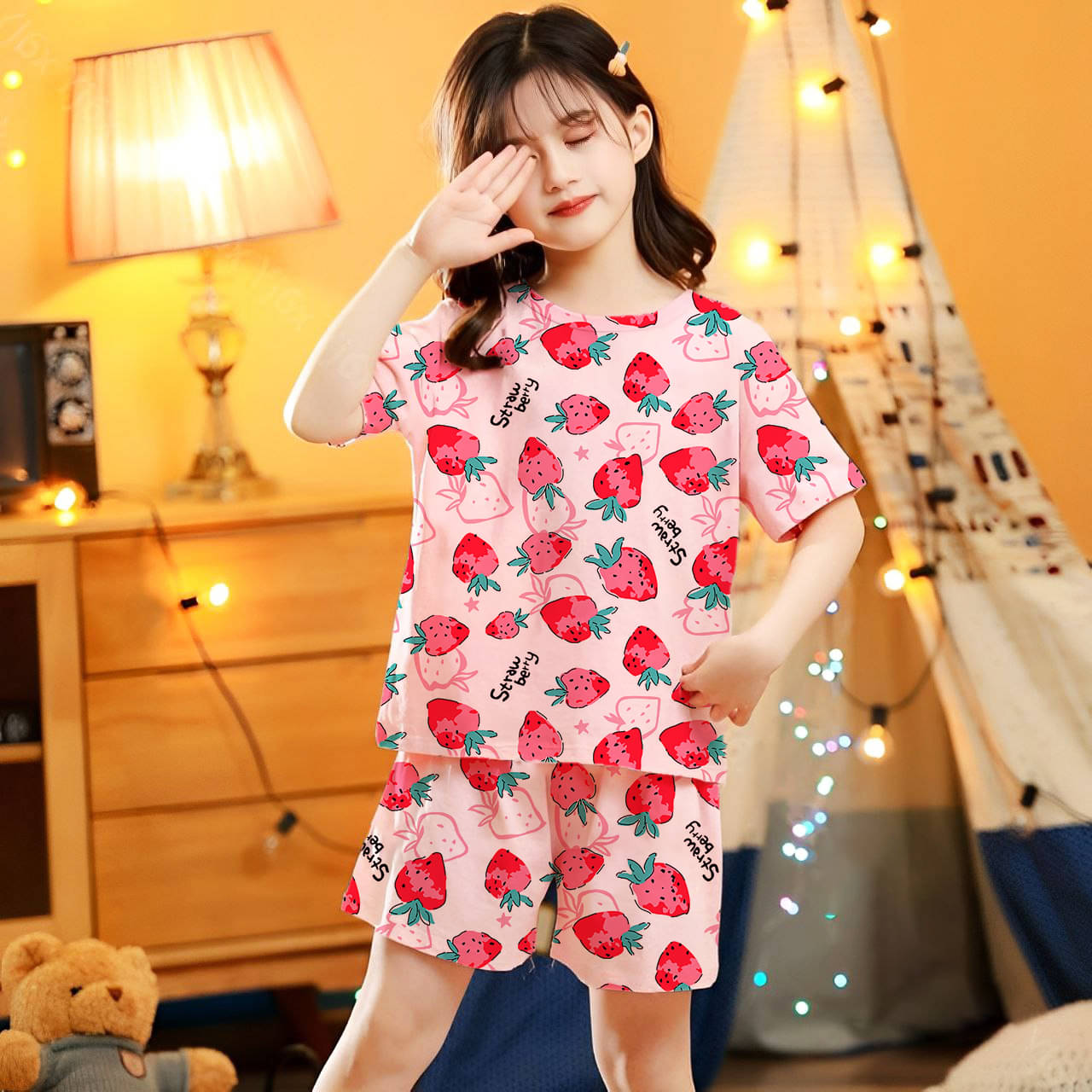     			MR TREND Pack of 1 Baby Girls Cotton Blend Nightdress