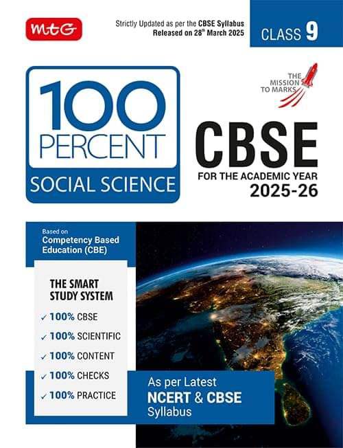     			MTG CBSE Class-9 100 Percent Social-Science For 2025-26 Exam | Chapter-Wise Question Bank, Theory, PYQs, Diagrams Available All in One Book | As Per L