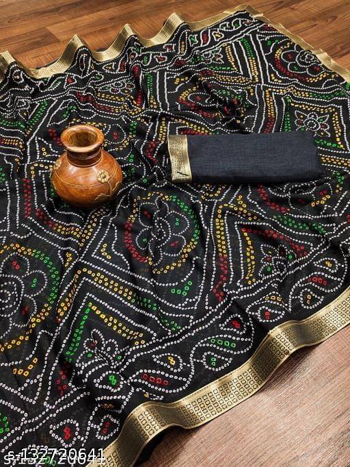 Mysstre Chiffon Printed Saree With Unstitched Blouse Piece ( Black ) Mysstre Chiffon Printed Saree With Unstitched Blouse Piece ( Black )