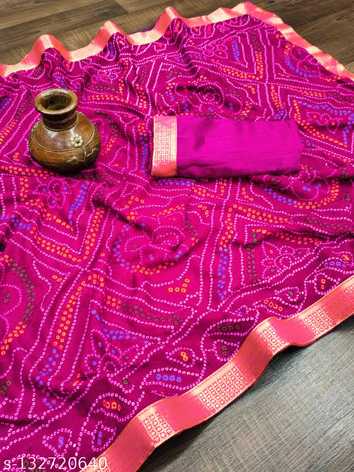 Mysstre Chiffon Printed Saree With Unstitched Blouse Piece ( Pink ) Mysstre Chiffon Printed Saree With Unstitched Blouse Piece ( Pink )