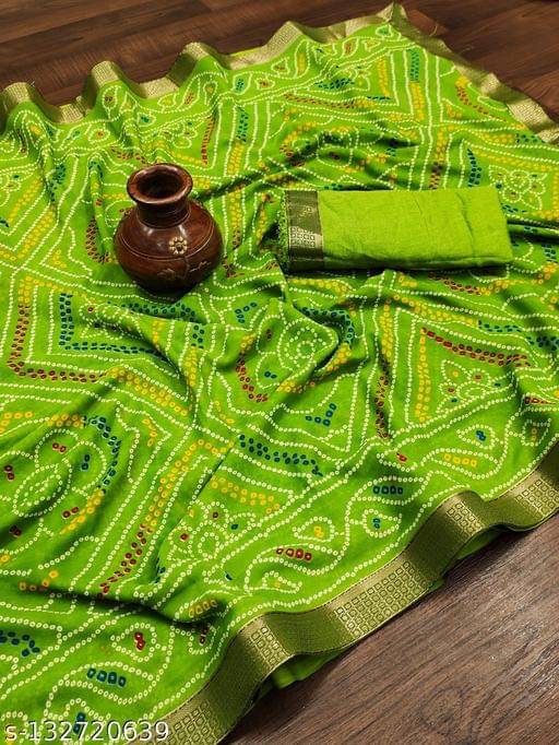 Mysstre Chiffon Printed Saree With Unstitched Blouse Piece ( Light Green ) Mysstre Chiffon Printed Saree With Unstitched Blouse Piece ( Light Green )
