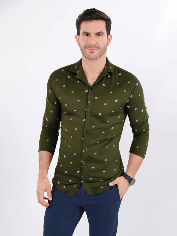NEW-18 Cotton Blend Regular Fit Printed Full Sleeves Men's Casual Shirt - Green ( Pack of 1 ) NEW-18 Cotton Blend Regular Fit Printed Full Sleeves Men's Casual Shirt - Green ( Pack of 1 )
