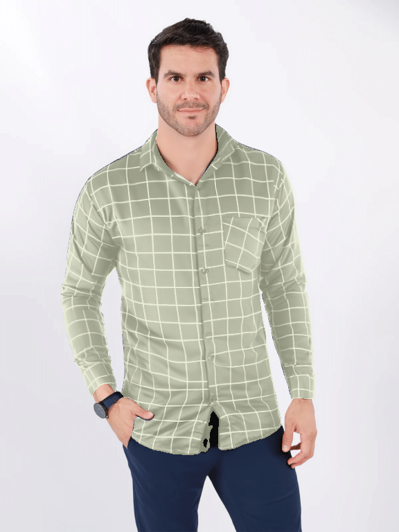     			NEW-18 Cotton Blend Regular Fit Printed Full Sleeves Men's Casual Shirt - Green ( Pack of 1 )