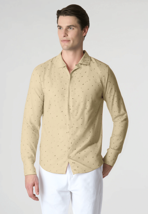     			NEW-18 Cotton Blend Regular Fit Printed Full Sleeves Men's Casual Shirt - Mustard ( Pack of 1 )