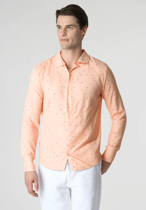 NEW-18 Cotton Blend Regular Fit Printed Full Sleeves Men's Casual Shirt - Orange ( Pack of 1 ) NEW-18 Cotton Blend Regular Fit Printed Full Sleeves Men's Casual Shirt - Orange ( Pack of 1 )