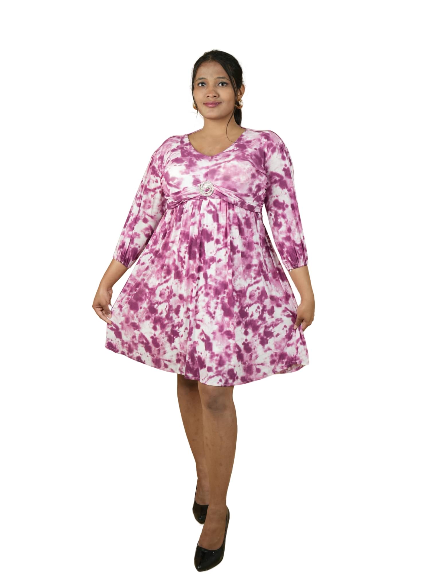     			Ridaa Women's Georgette Dyed Fit & Flare Dress ( Pink )