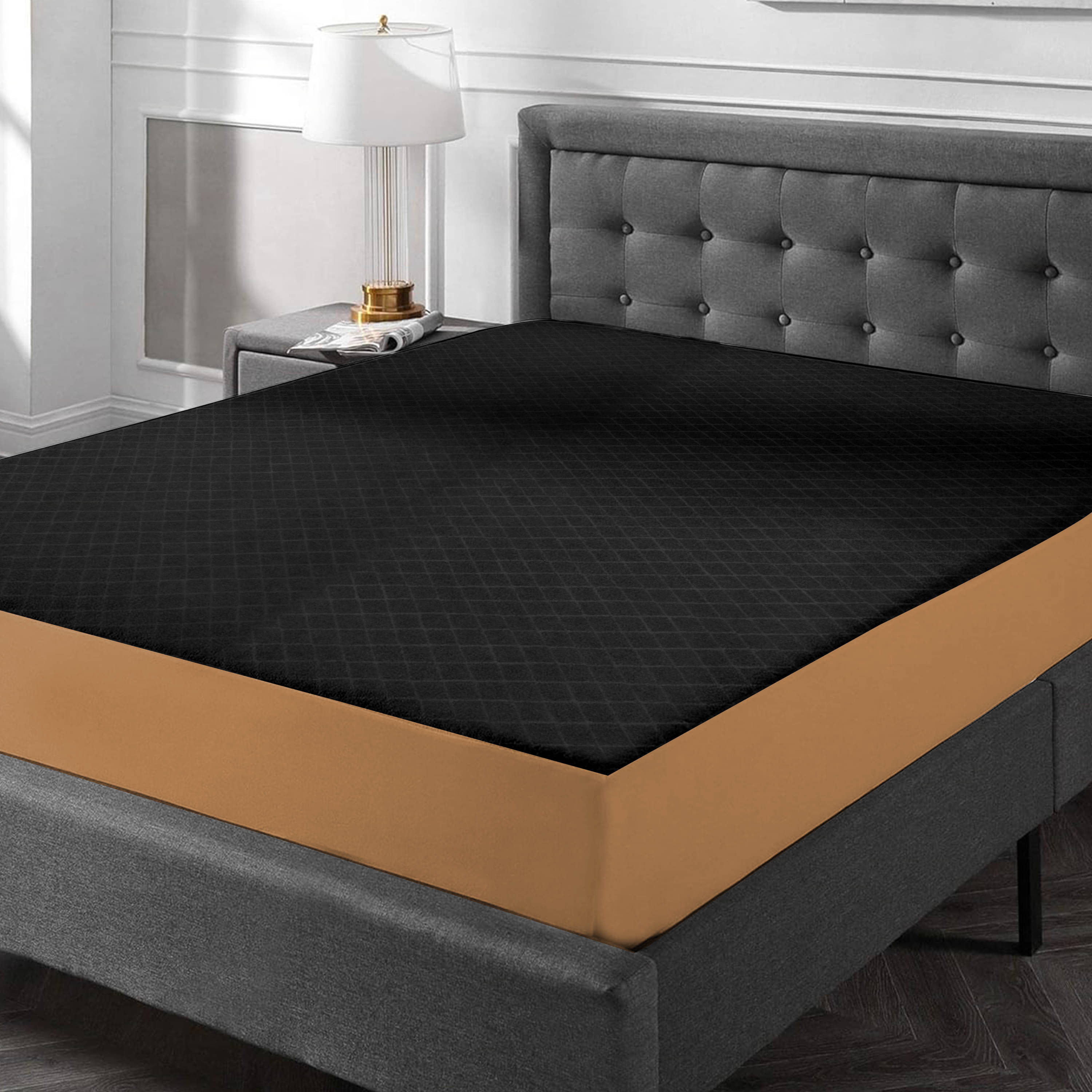 The Sleep Protectors Black Jauquard Mattress Cover The Sleep Protectors Black Jauquard Mattress Cover