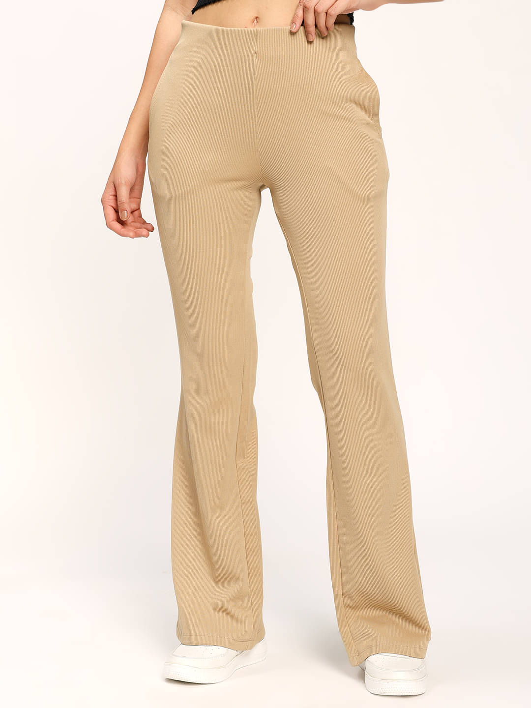     			aumbe Pack of 1 Polyester Flared Women's Casual Pants ( Beige )