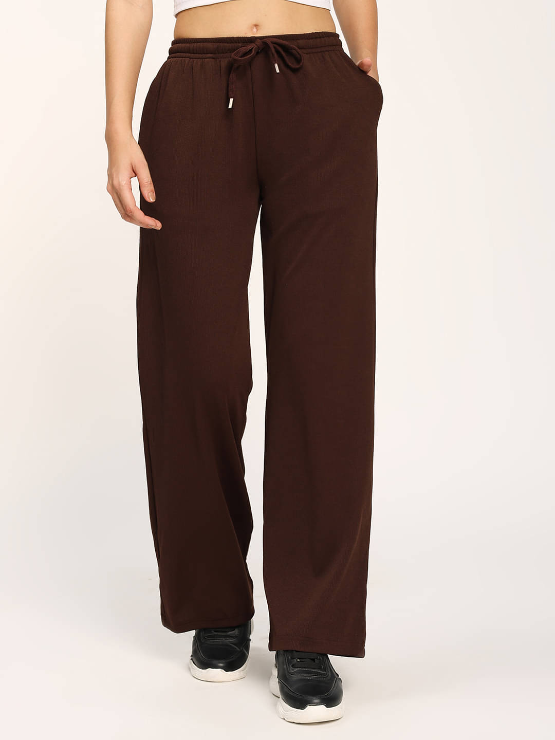     			aumbe Pack of 1 Polyester Loose Women's Casual Pants ( Coffee )
