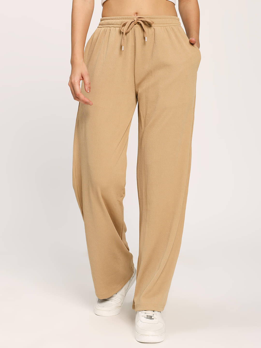 aumbe Pack of 1 Polyester Loose Women's Casual Pants ( Coffee ) aumbe Pack of 1 Polyester Loose Women's Casual Pants ( Coffee )