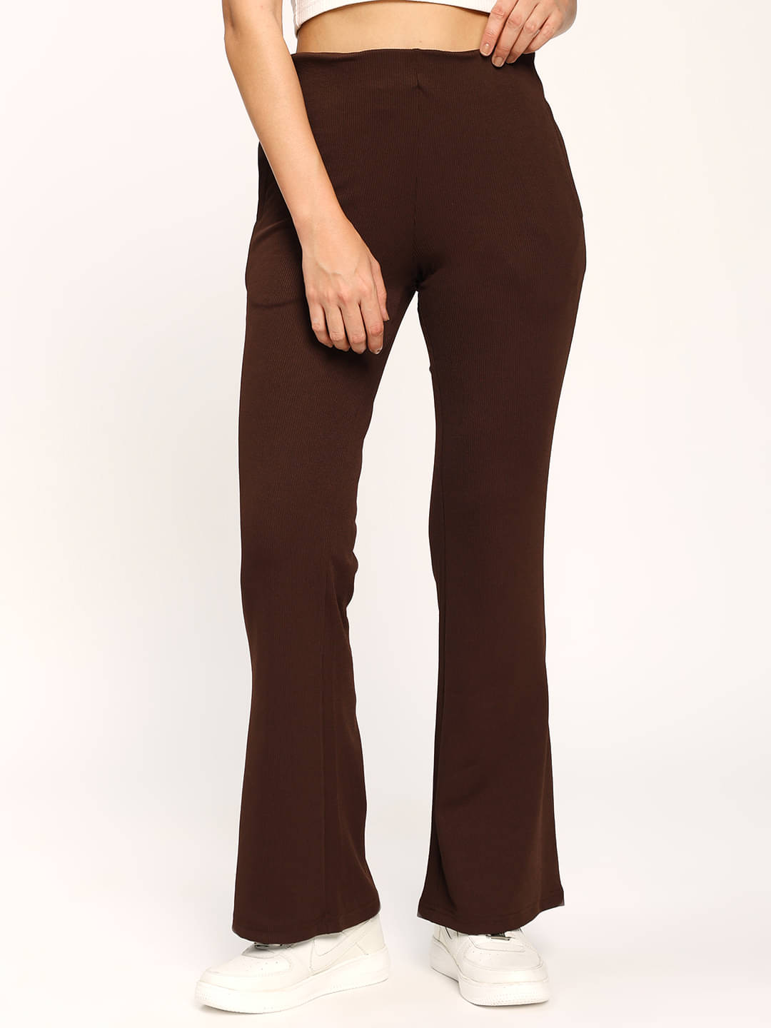     			aumbe Pack of 1 Polyester Flared Women's Casual Pants ( Coffee )