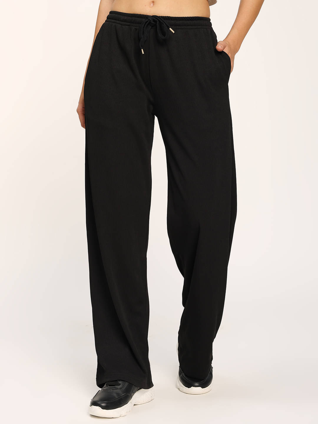     			aumbe Pack of 1 Polyester Loose Women's Casual Pants ( Black )