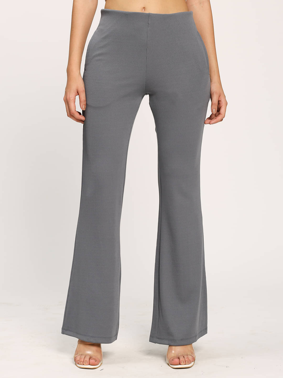     			aumbe Pack of 1 Polyester Flared Women's Casual Pants ( Grey )