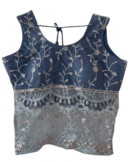     			fancynine Grey Semi Stitched Net Women's Blouse ( Pack of 1 )