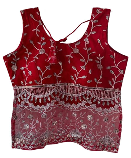     			fancynine Red Semi Stitched Net Women's Blouse ( Pack of 1 )