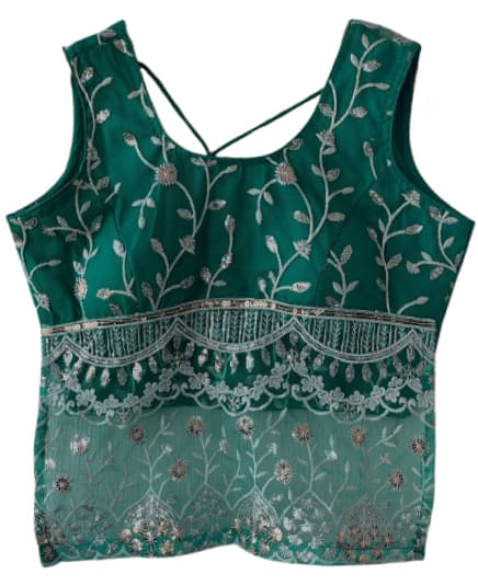    			fancynine Teal Semi Stitched Net Women's Blouse ( Pack of 1 )