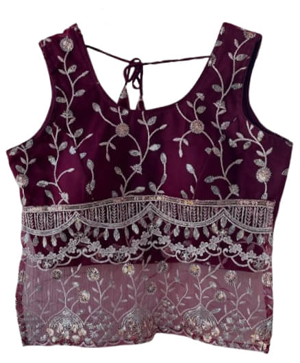 fancynine Wine Semi Stitched Net Women's Blouse ( Pack of 1 ) fancynine Wine Semi Stitched Net Women's Blouse ( Pack of 1 )