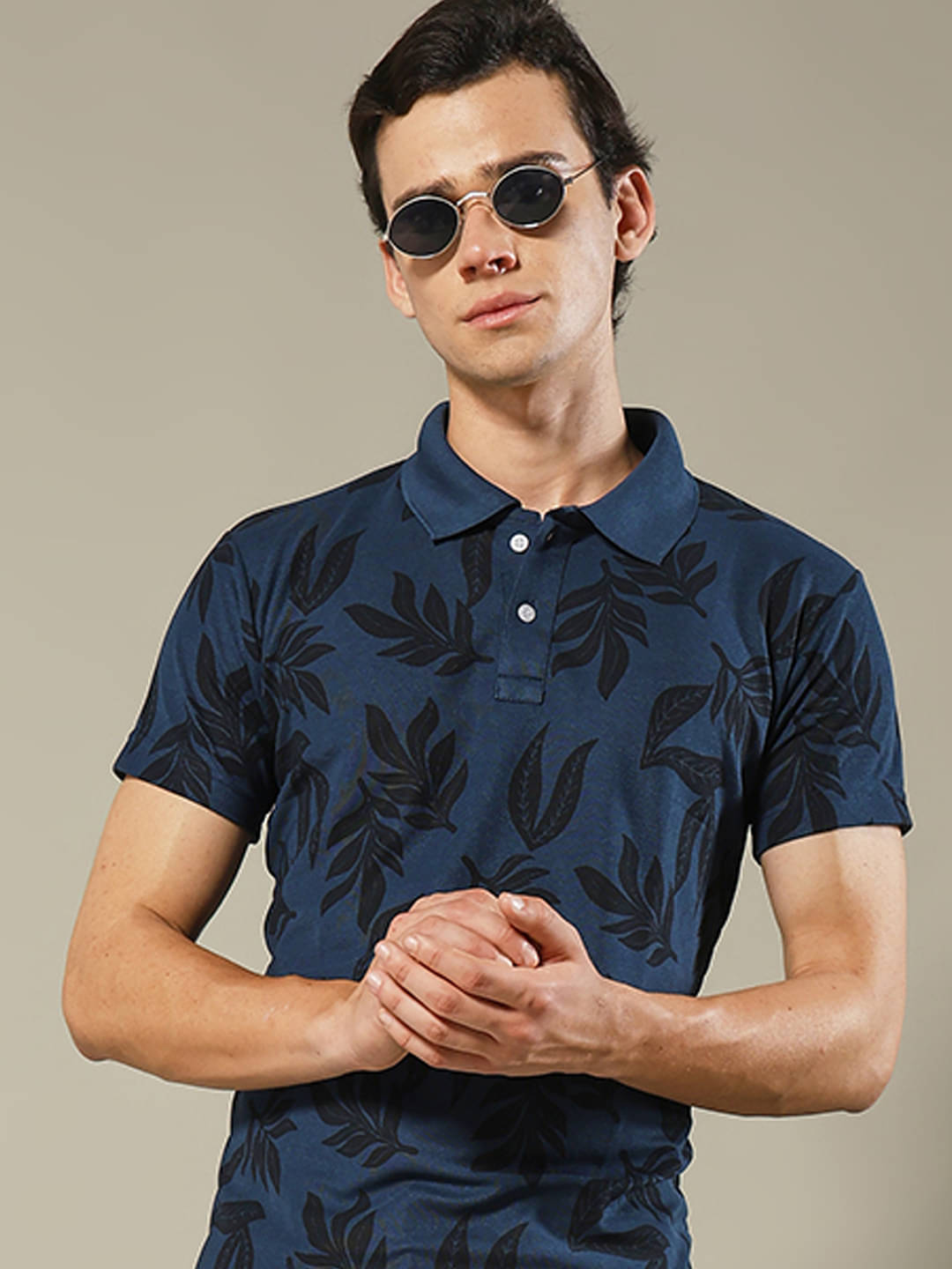 stelvin Men Cotton Blend Regular Fit Printed Polo T Shirt ( Navy Blue ) stelvin Men Cotton Blend Regular Fit Printed Polo T Shirt ( Navy Blue )