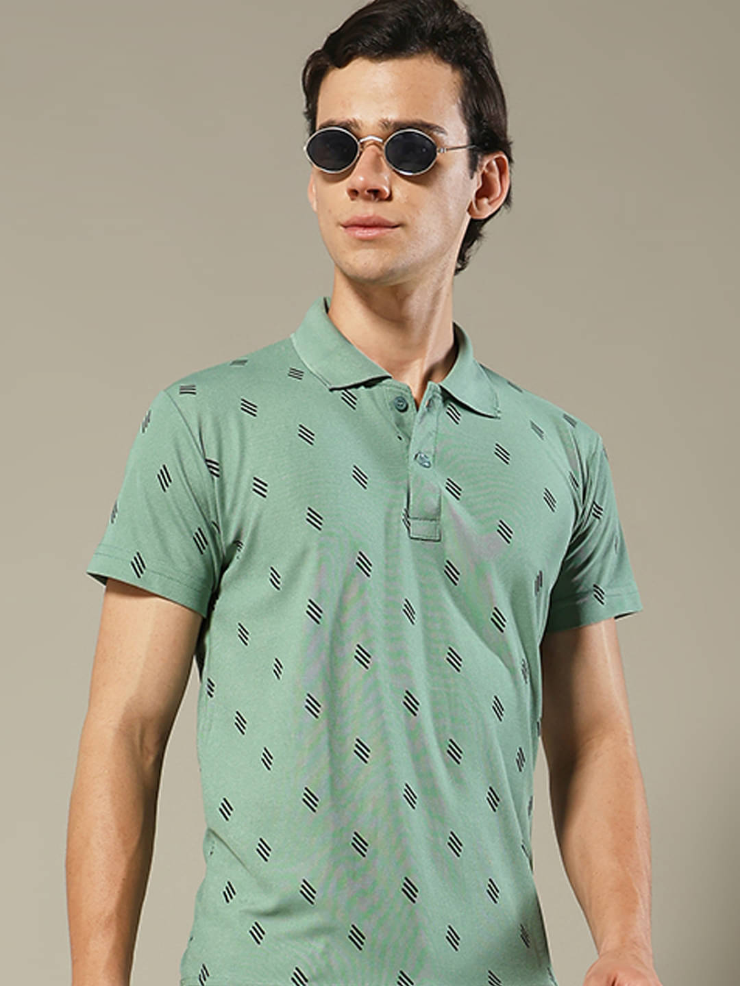     			stelvin Men Cotton Blend Regular Fit Printed Polo T Shirt ( Sea Green )