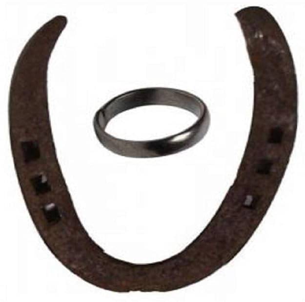 Tigeto - 100% Original 10 Years Old Black Horse Shoe And Nail With Horse Nail Ring Iron Yantra     			Tigeto - 100% Original 10 Years Old Black Horse Shoe And Nail With Horse Nail Ring Iron Yantra
