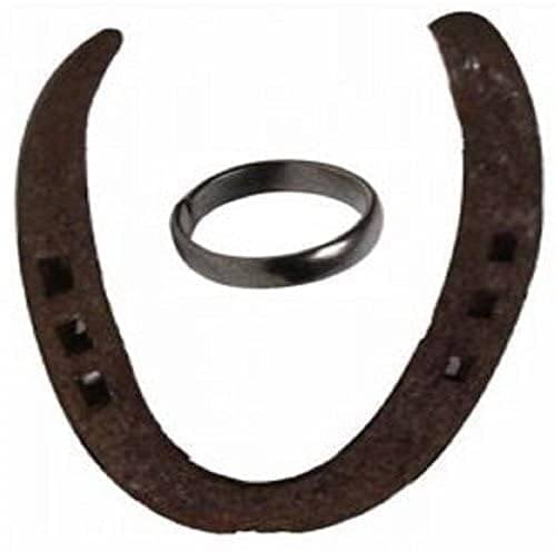 Tigeto - 100% Original 10 Years Old Black Horse Shoe And Nail With Horse Nail Ring Iron Yantra Tigeto - 100% Original 10 Years Old Black Horse Shoe And Nail With Horse Nail Ring Iron Yantra
